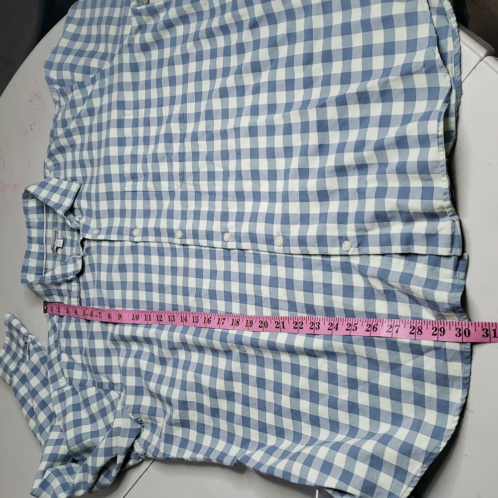 Peter Millar Cotton Silk Button Up Long Sleeve Shirt Size XL Gingham Plaid Logo - Picture 12 of 12